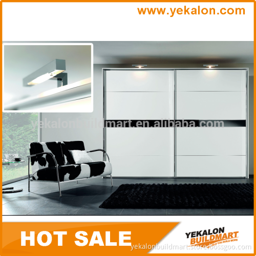 Overlay sliding door wardrobe tempered painted glass door wardrobe